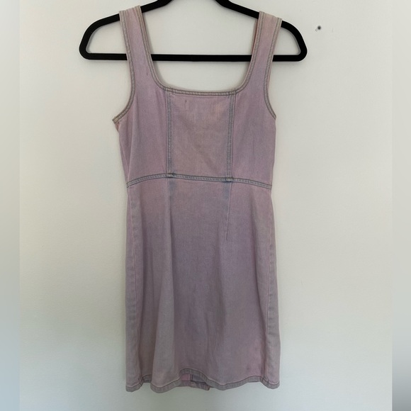 Purple Denim Button Mini Dress - Picture 2 of 4